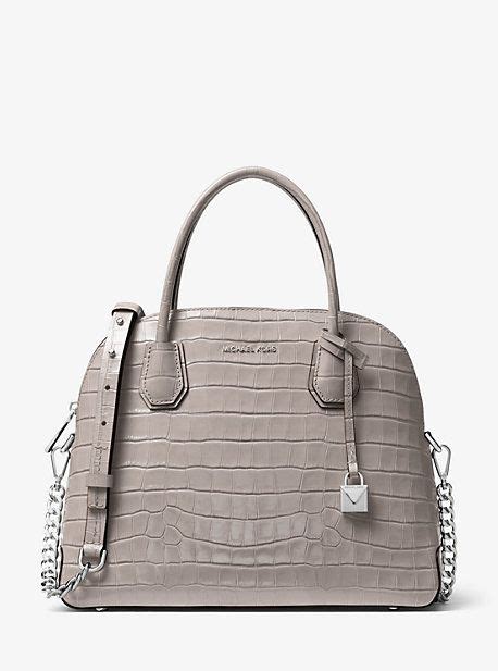 michael kors mercer embossed leather dome satchel|Mercer Crocodile.